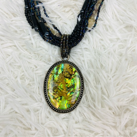 UNBRANDED multi fully beaded silver green gem layered necklace - Picture 5 of 16